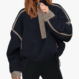 Navy Sherpa Half Zip Fleece